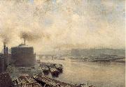 Meckel, Adolf von British Gas Works on the River Spree Sweden oil painting reproduction